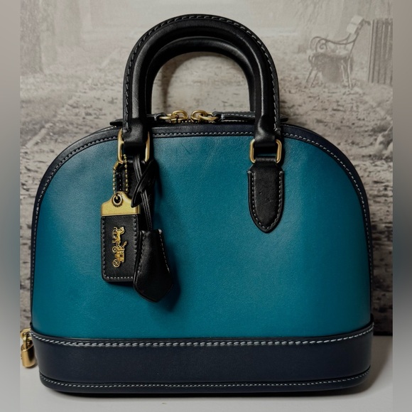 EUC Coach Revel Bag in Colorblock Glovetanned Leather Dark Turqouise CC412 - Picture 5 of 15